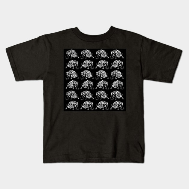 axolotl in dark pattern ecopop Kids T-Shirt by jorge_lebeau